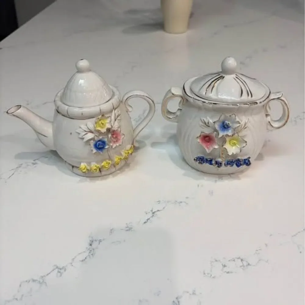 Vintage Ceramic Teapot and Sugar Bowl Set